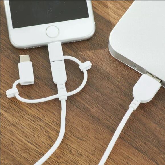 onn. 3' Tri-Tip to USB Cable, Lightning/Type C/Micro USB Cable + Power Adapter - Picture 2 of 8